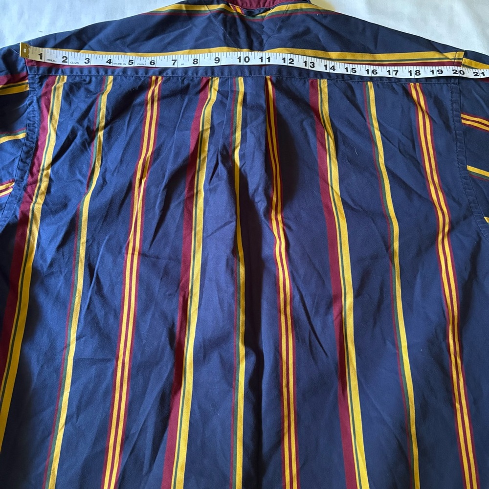 VINTAGE Tommy Hilfiger Shirt Mens M Blue Stripe Denim Long Sleeve Cotton - Picture 10 of 11